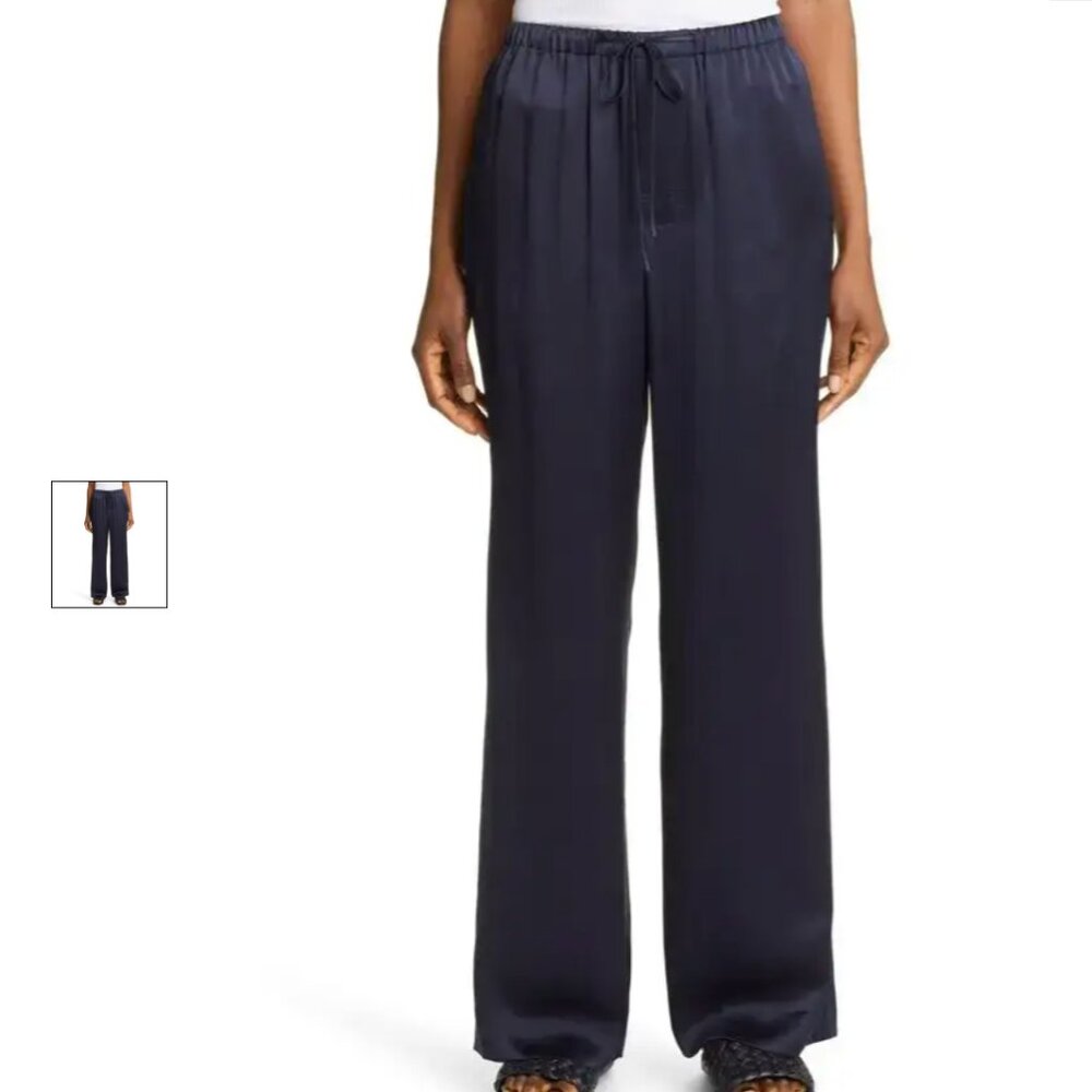 Vince navy blue silky pants wide leg s small Trousers flowy